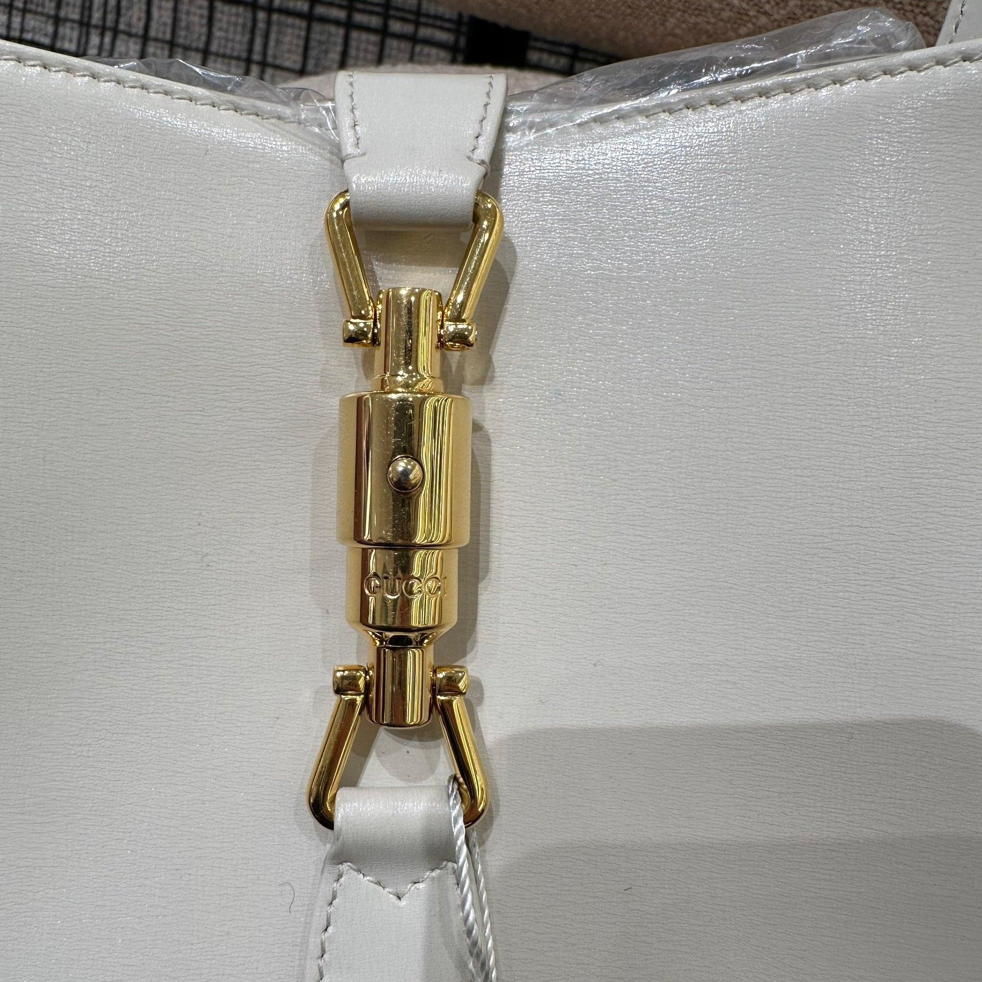 Gucci Jackie 1961 White Leather Bag with Adjustable Strap Size Small 6