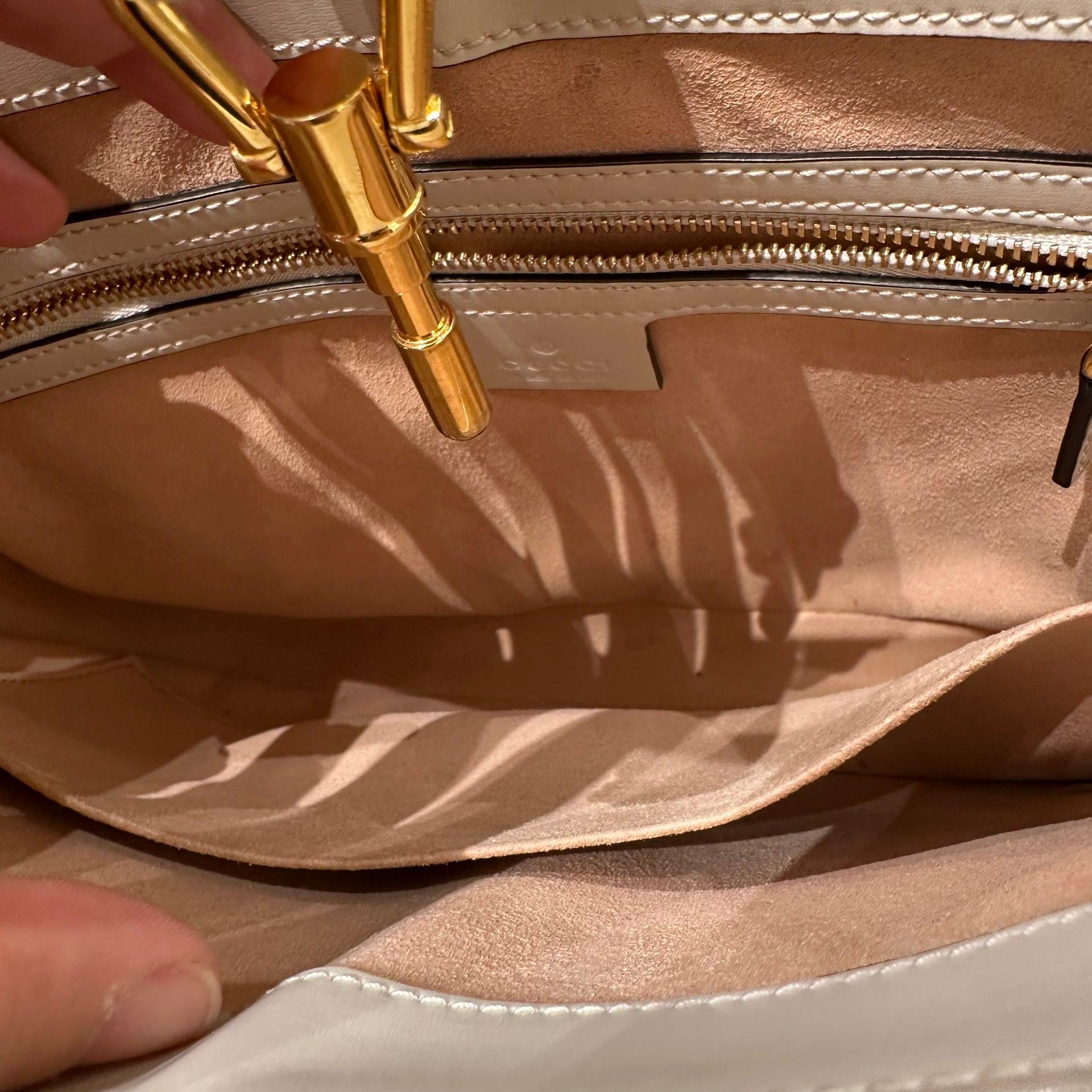 Gucci Jackie 1961 White Leather Bag with Adjustable Strap Size Small 7