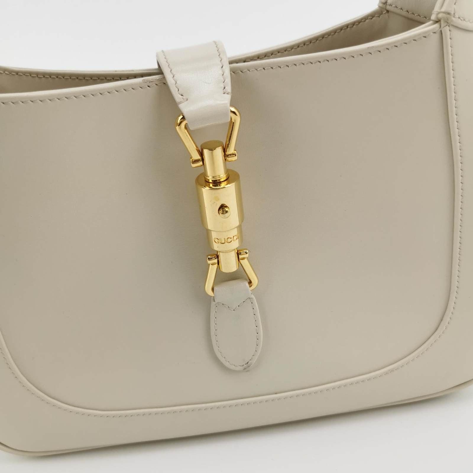 Gucci Jackie 1961 White Leather Bag with Adjustable Strap Size Small For Sale 4