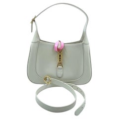 Gucci Jackie 1961 Weiße Ledertasche mit verstellbarem Riemen Größe Small