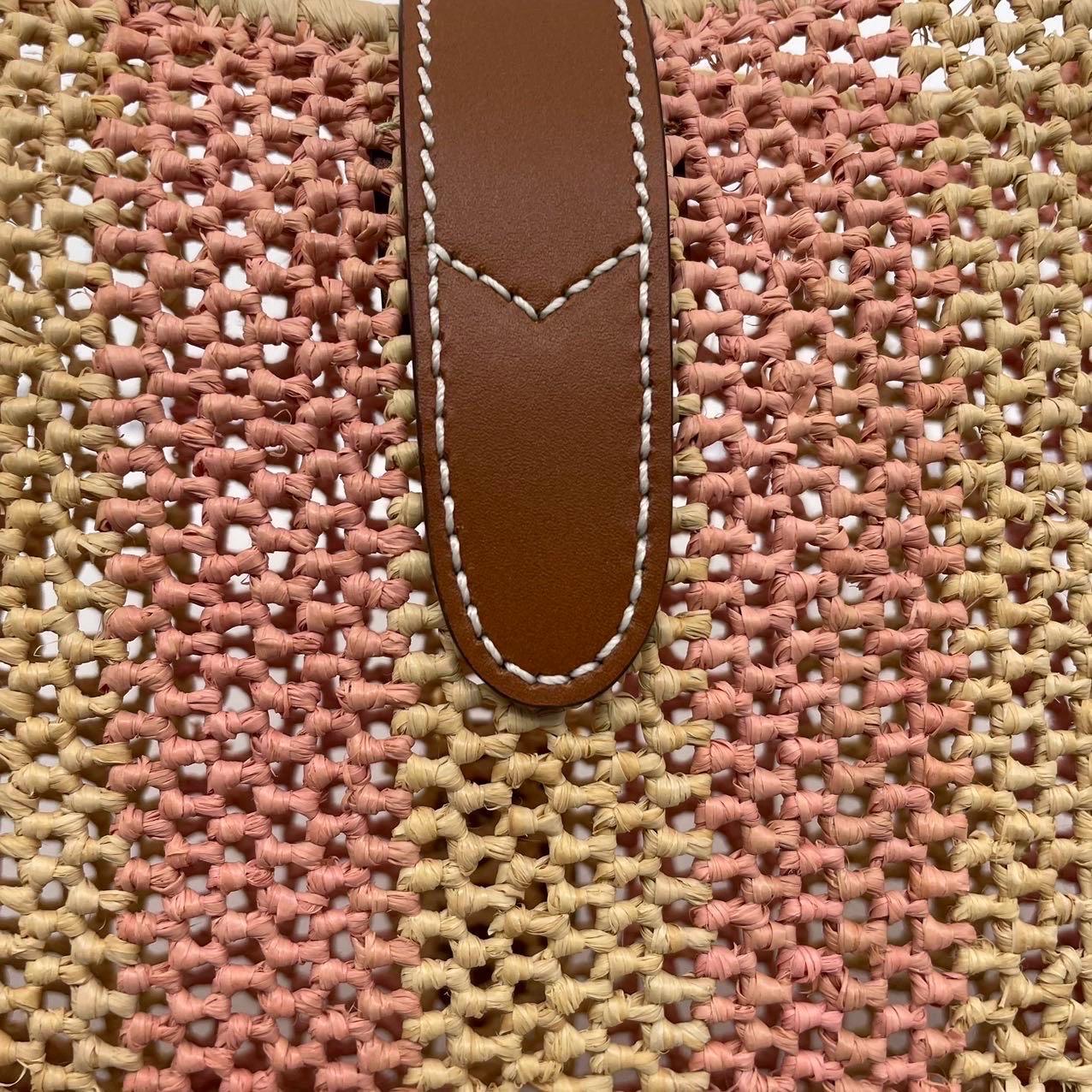 Gucci Jackie 1961 - Sac en osier rose avec sangle en cuir dorée en vente 7