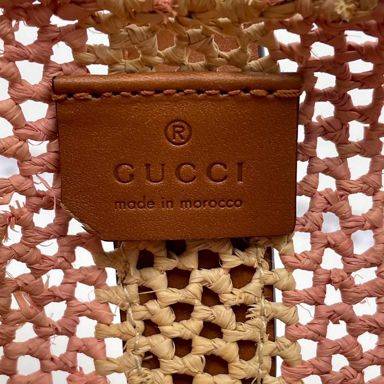 Gucci Jackie 1961 - Sac en osier rose avec sangle en cuir dorée en vente 14
