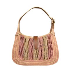 Gucci Jackie 1961 Wicker Bag Pink Gold Hardware Leather Strap