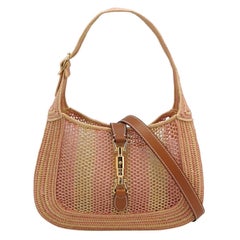 Gucci Jackie 1961 Wicker Bag Pink Gold Hardware Leather Strap