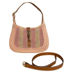 Gucci Jackie 1961 Wicker Bag Pink Gold Hardware Leather Strap