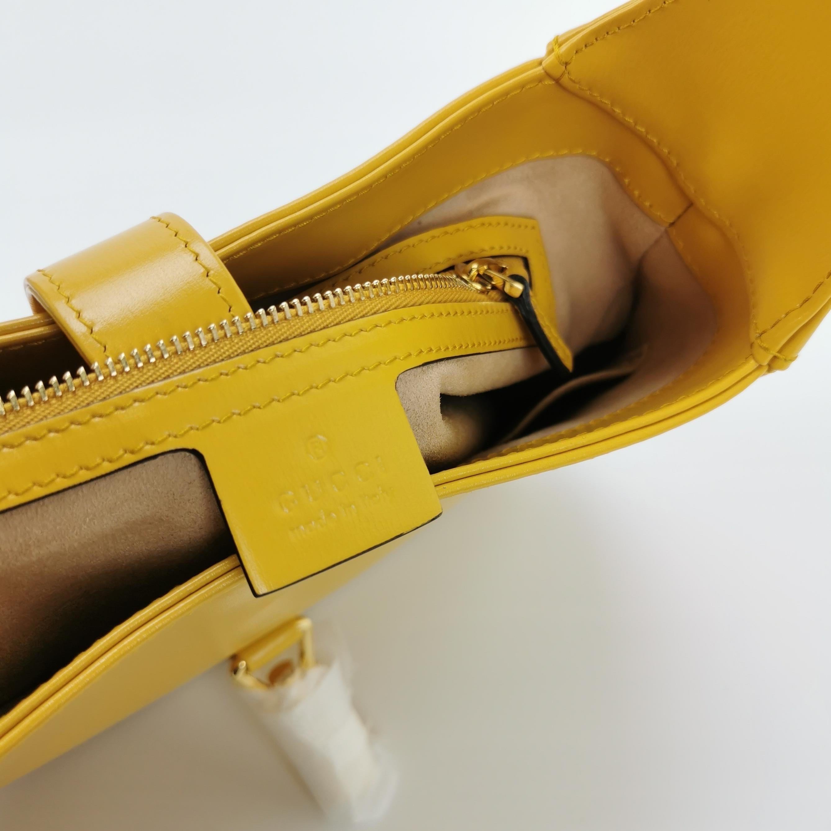 Donna Gucci Jackie 1961 Borsa in pelle gialla Borsa a tracolla piccola con tracolla in vendita