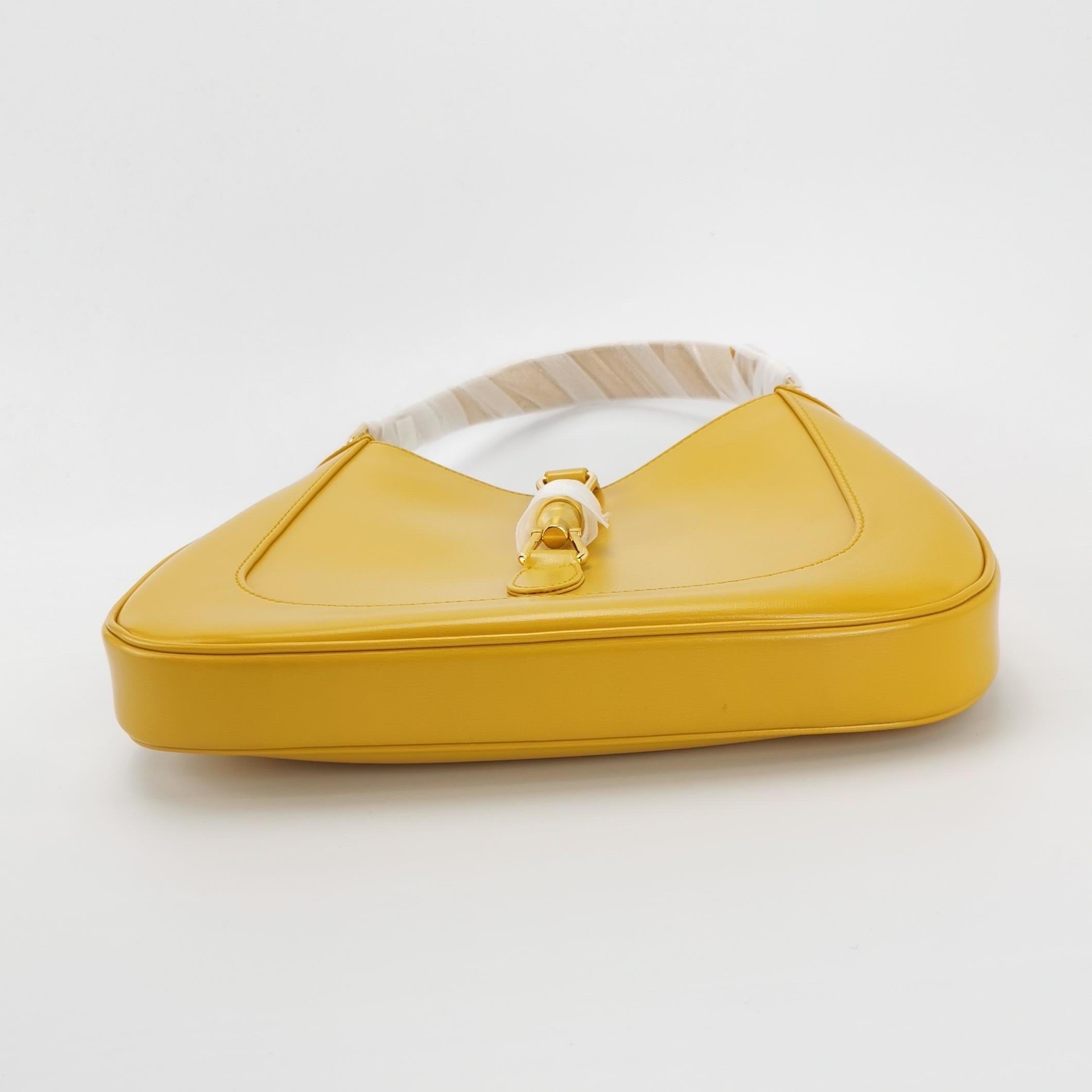 Gucci Jackie 1961 Borsa in pelle gialla Borsa a tracolla piccola con tracolla in vendita 3