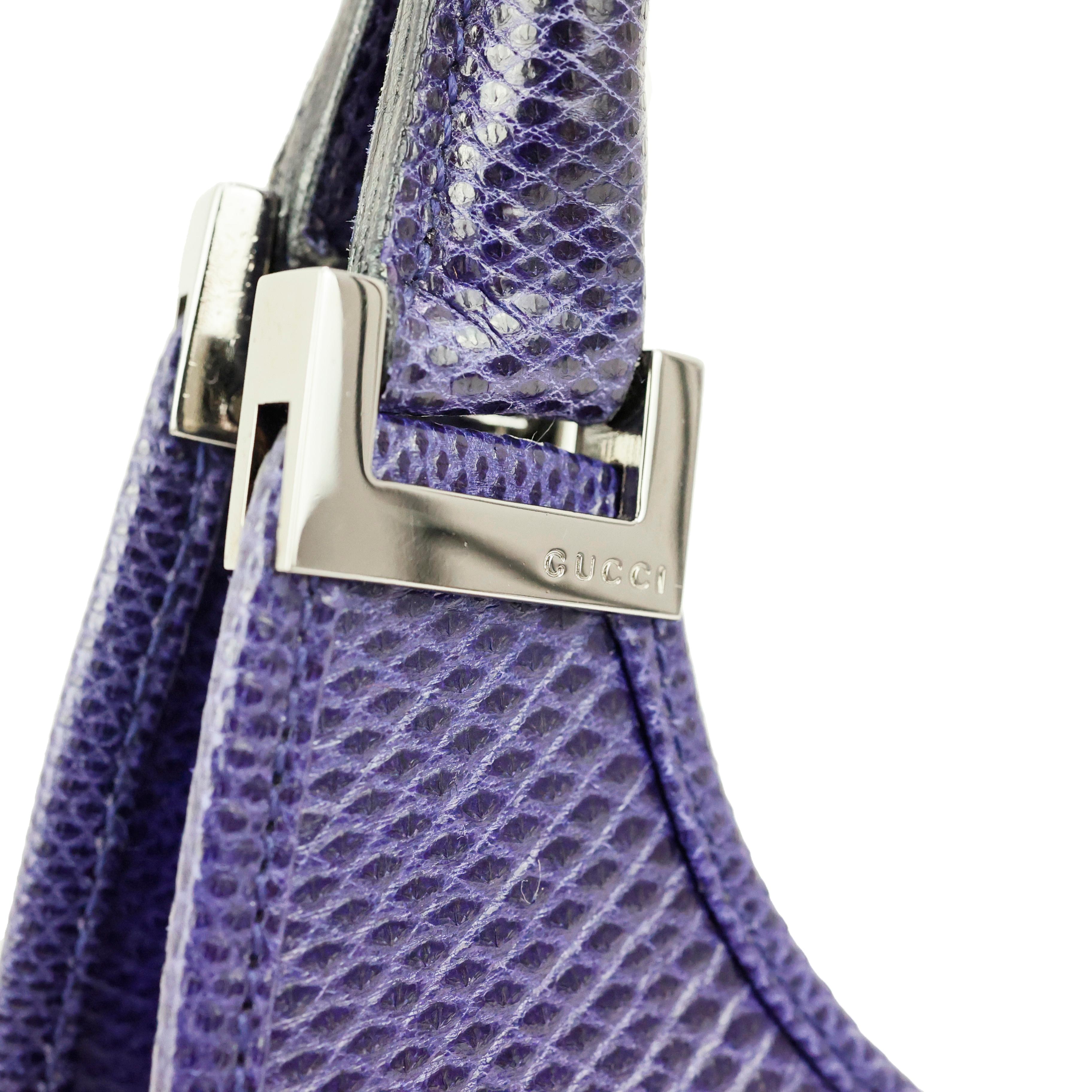 Gucci Jackie Bag in Purple Lizard Leather  In Excellent Condition In Bressanone, IT