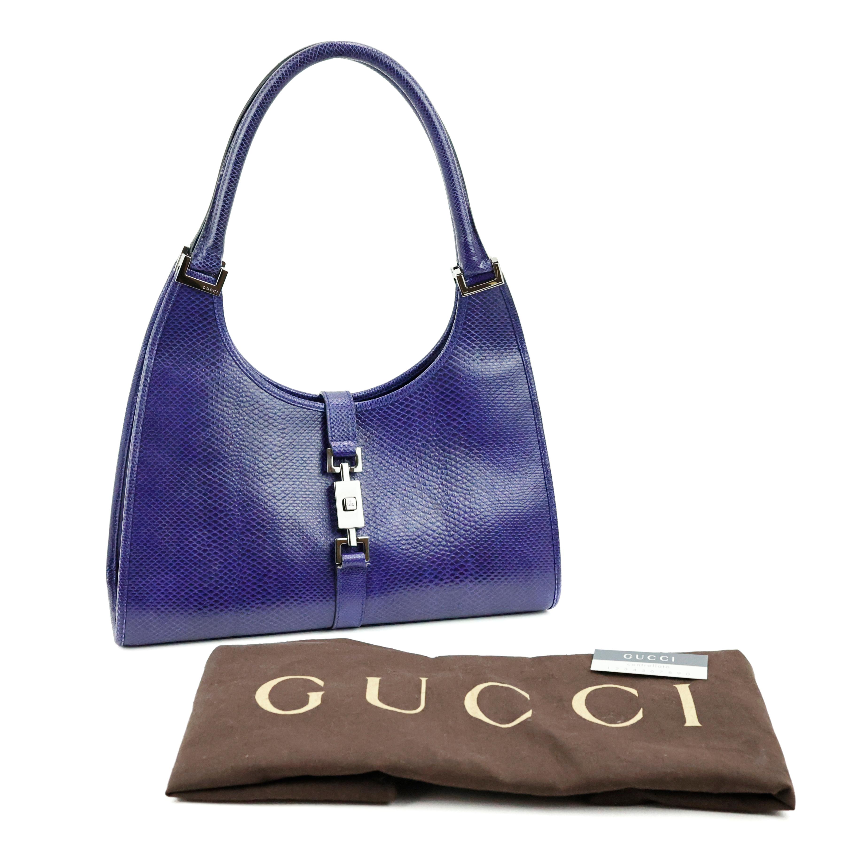 Gucci Jackie Bag in Purple Lizard Leather  1
