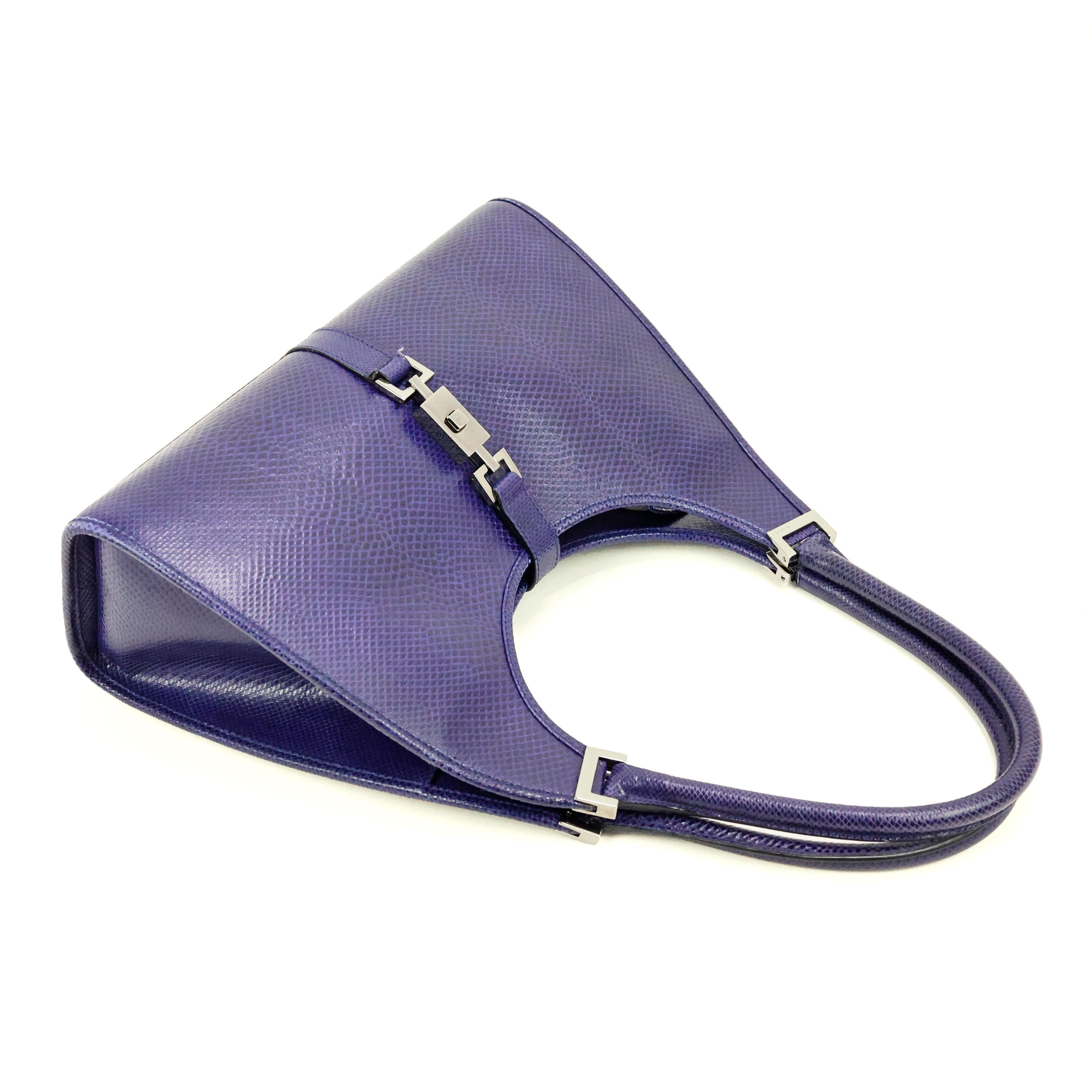 Gucci Jackie Bag in Purple Lizard Leather  4
