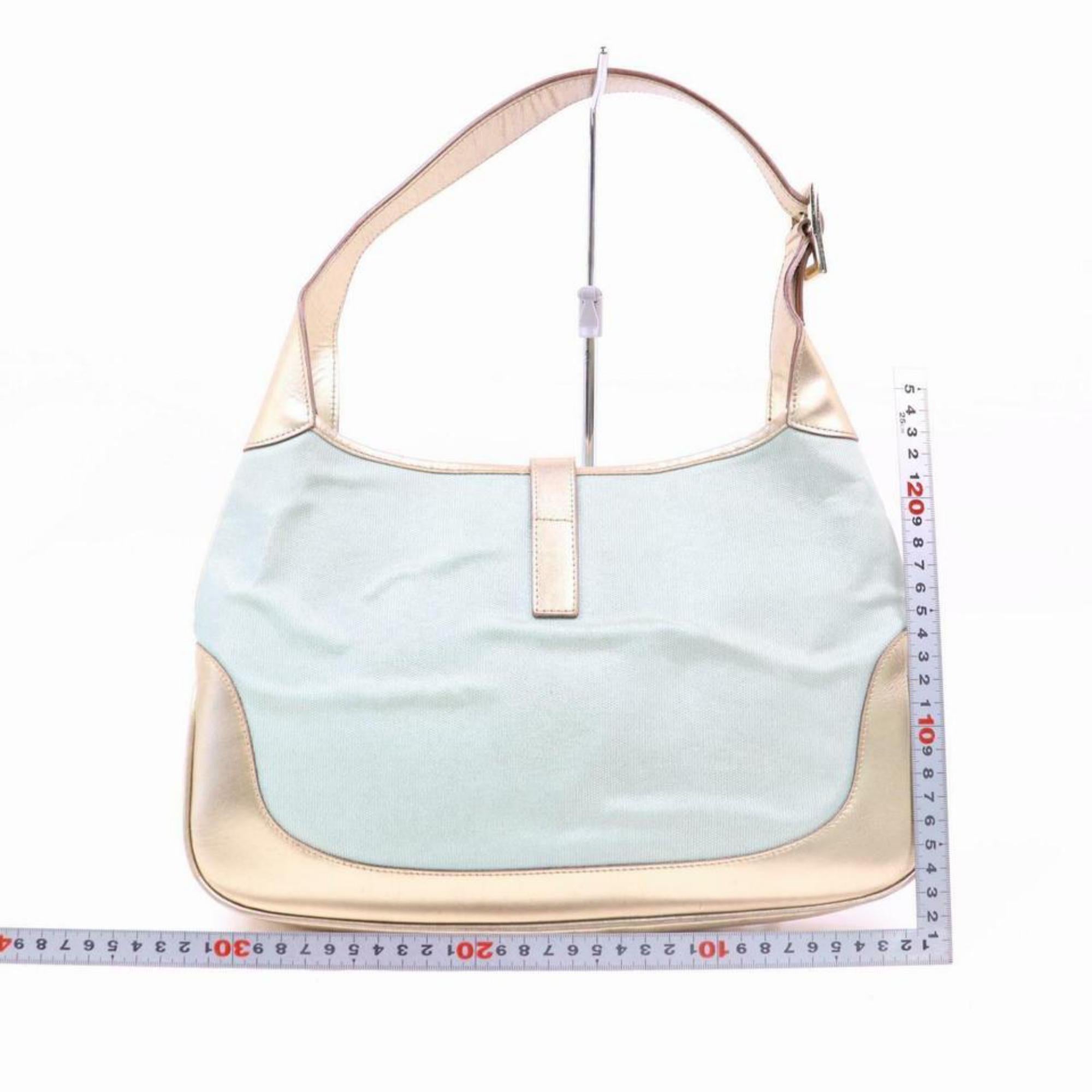 Gray Gucci Jackie Bardot  Bicolor Jackie-o Hobo 870208 Gold Canvas Shoulder Bag For Sale