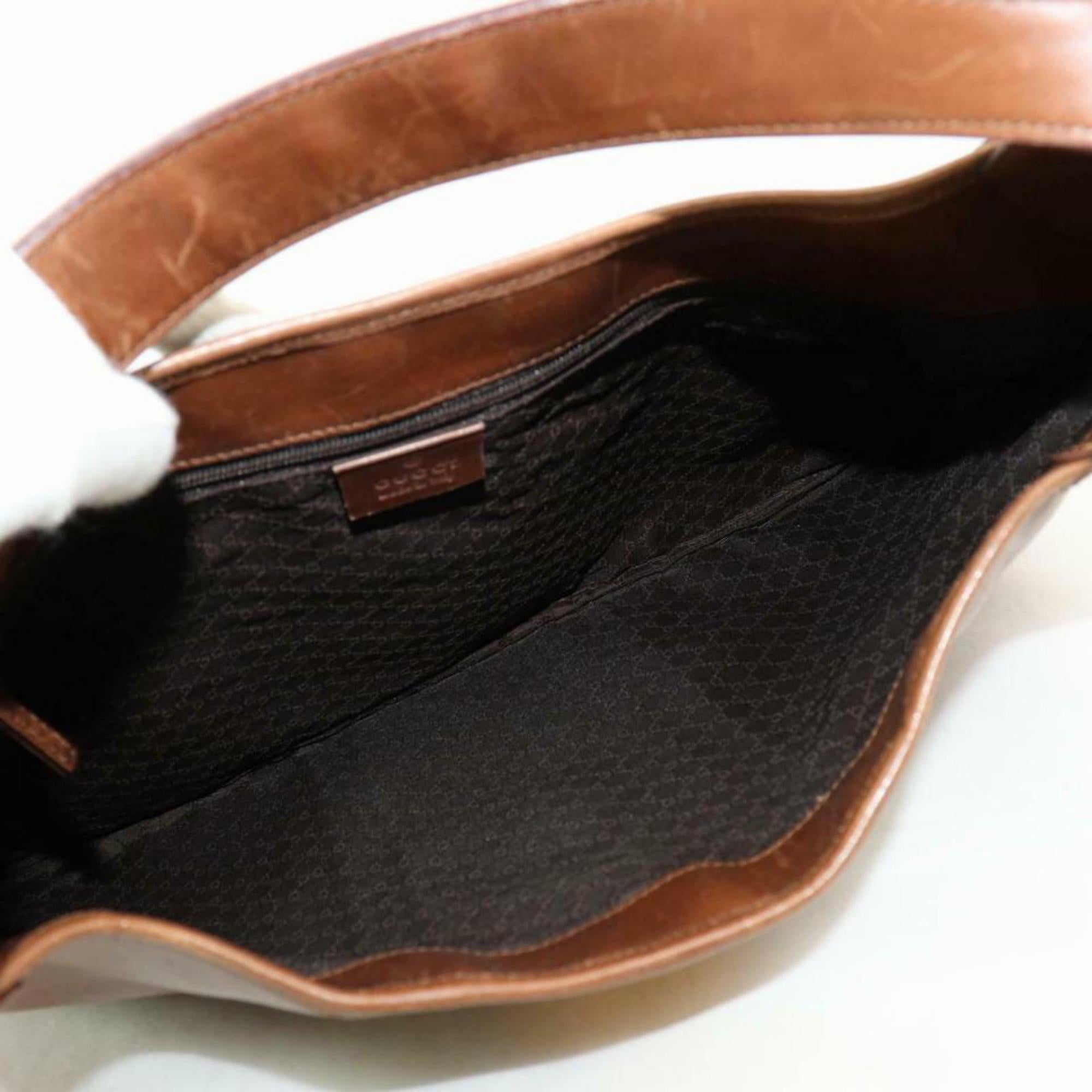 Gucci Jackie Bardot Sherry Web Hobo 870277 Brown Leather Shoulder Bag For Sale 6
