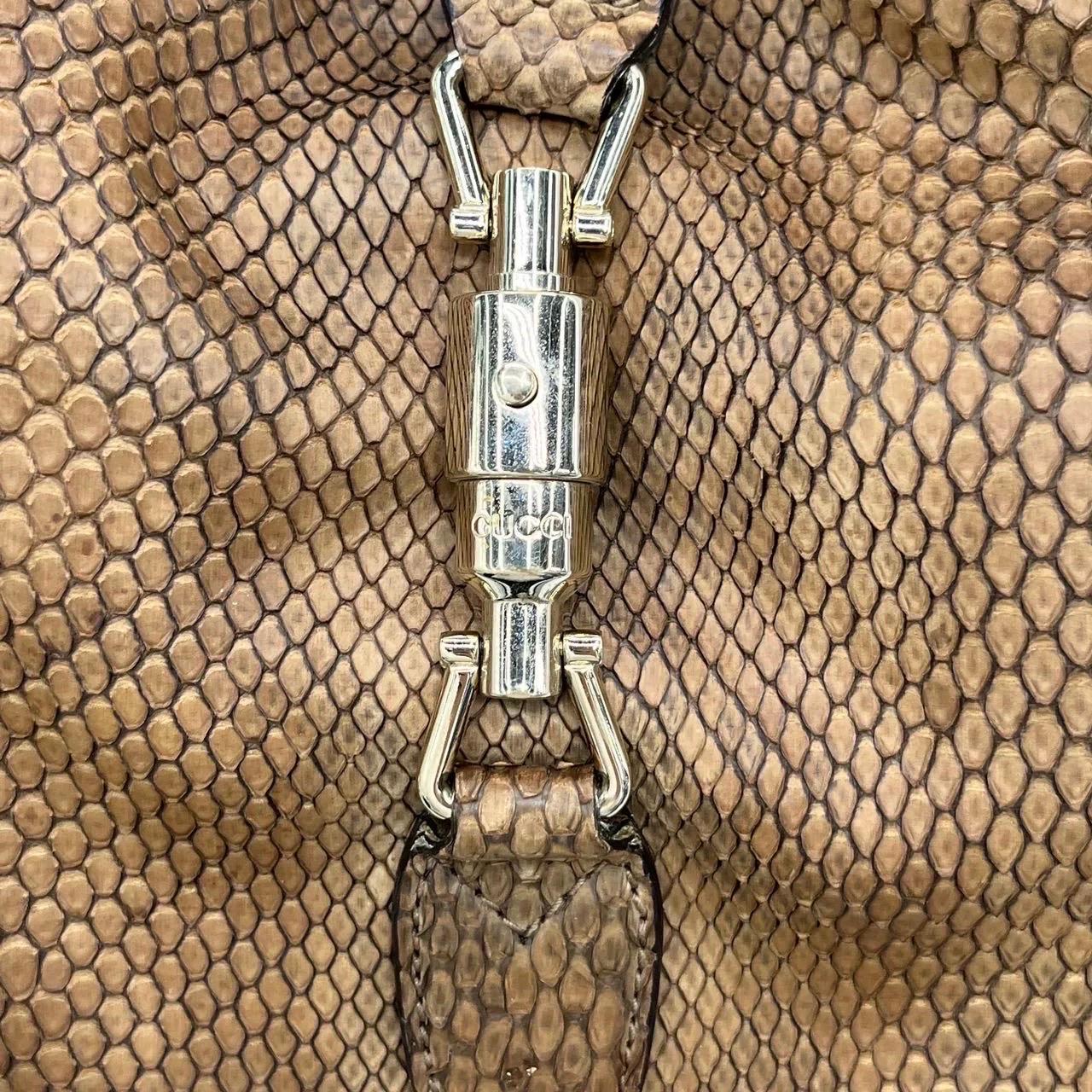 Gucci Jackie Brown Python Leather Gold Hardware For Sale at 1stDibs