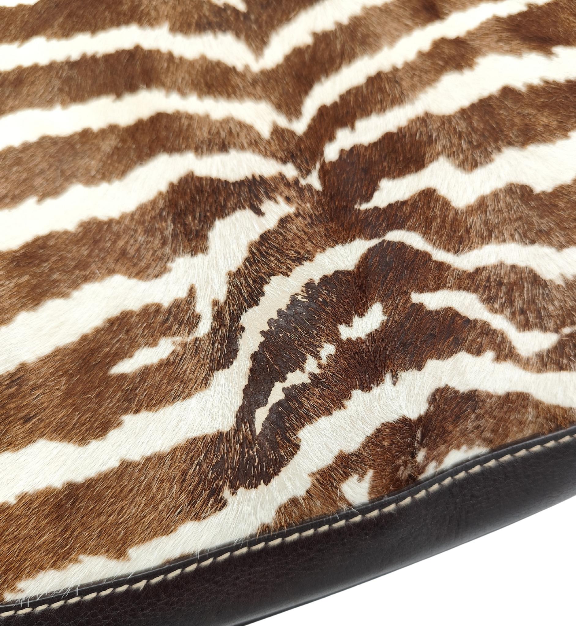 Gucci Jackie brown zebra print pony hair shoulder bag 5