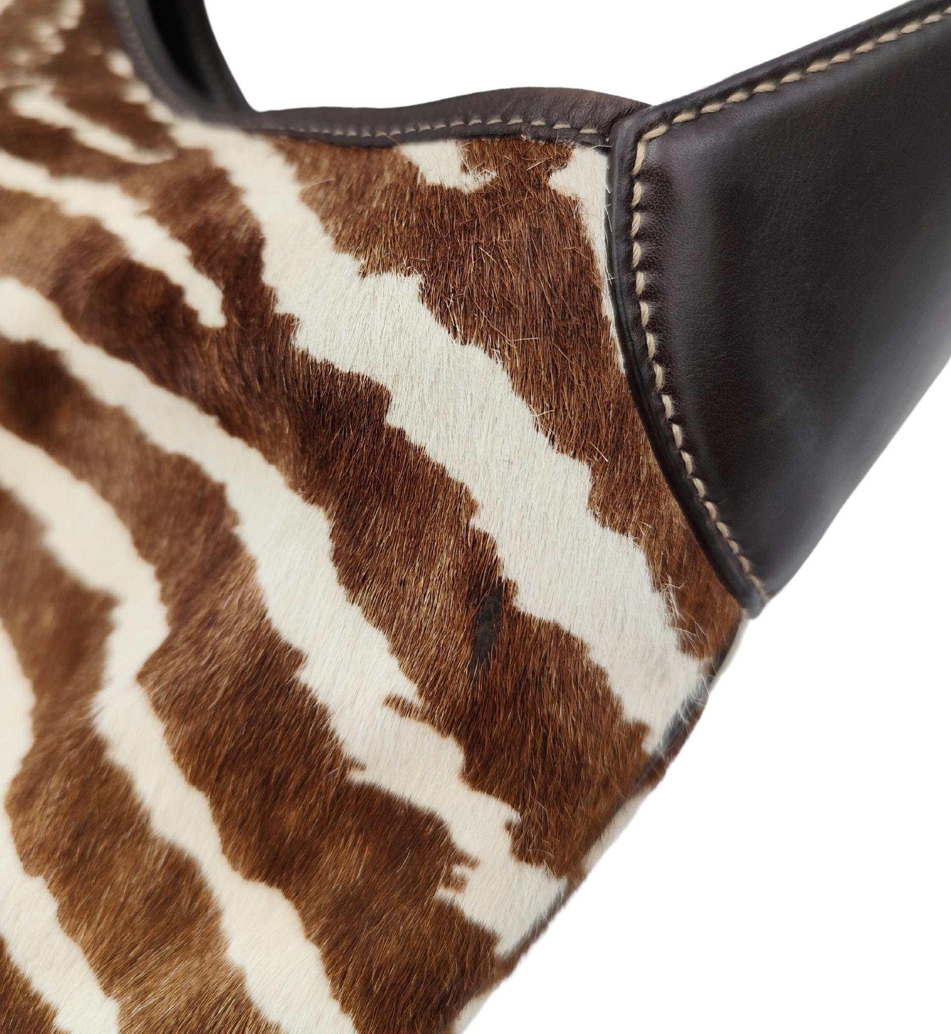 Gucci Jackie brown zebra print pony hair shoulder bag 7