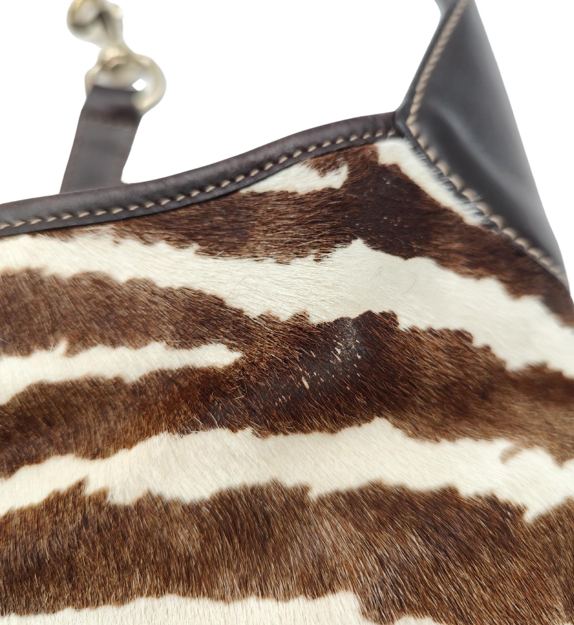 Gucci Jackie brown zebra print pony hair shoulder bag 8