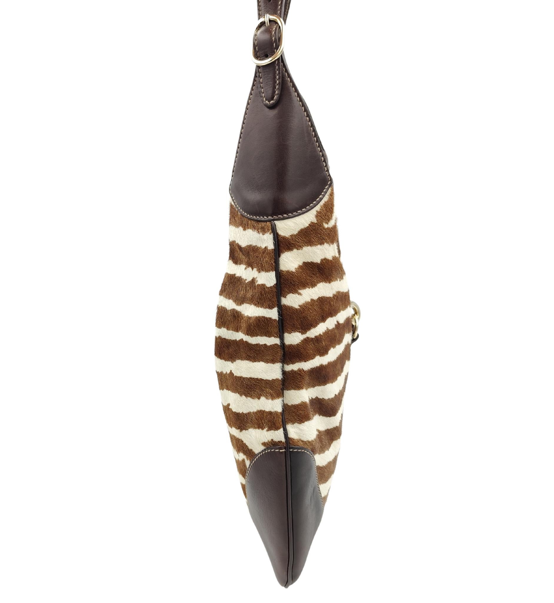 Brown Gucci Jackie brown zebra print pony hair shoulder bag
