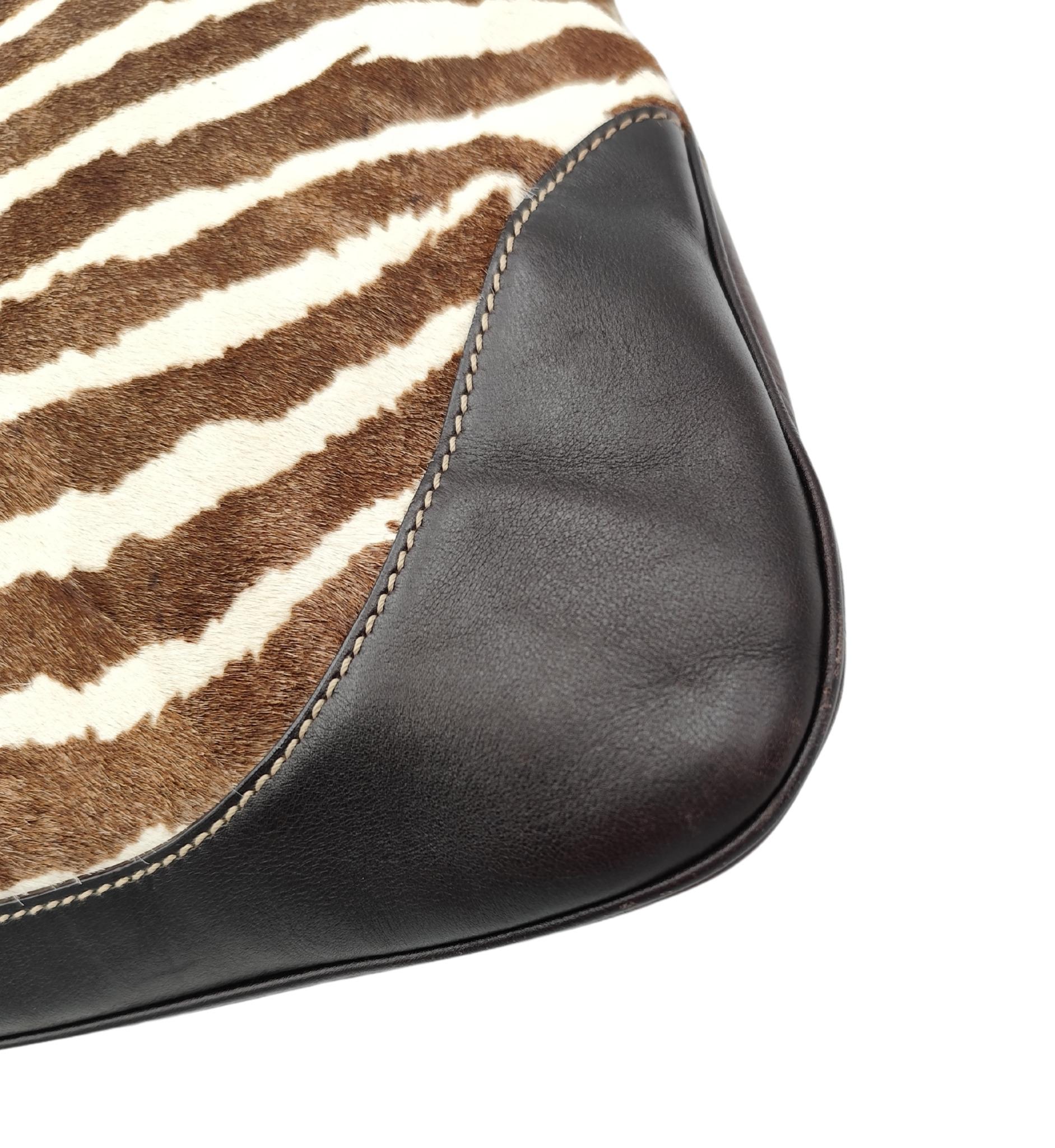 Gucci Jackie brown zebra print pony hair shoulder bag 4
