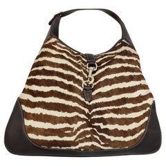 Gucci Jackie brown zebra print pony hair shoulder bag