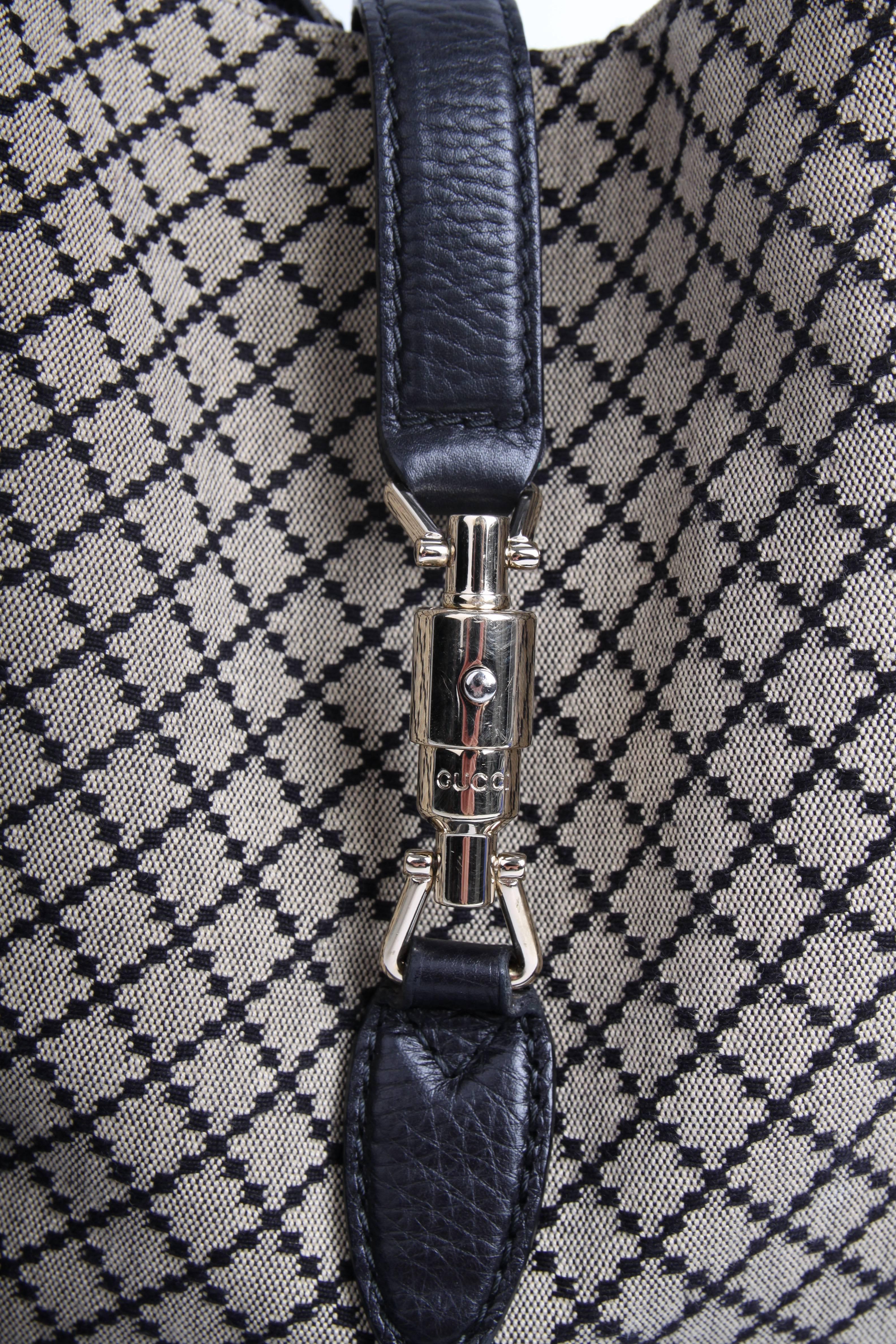 Gucci Jackie Diamante Canvas Hobo Bag Medim - black/grey In Fair Condition In Baarn, NL