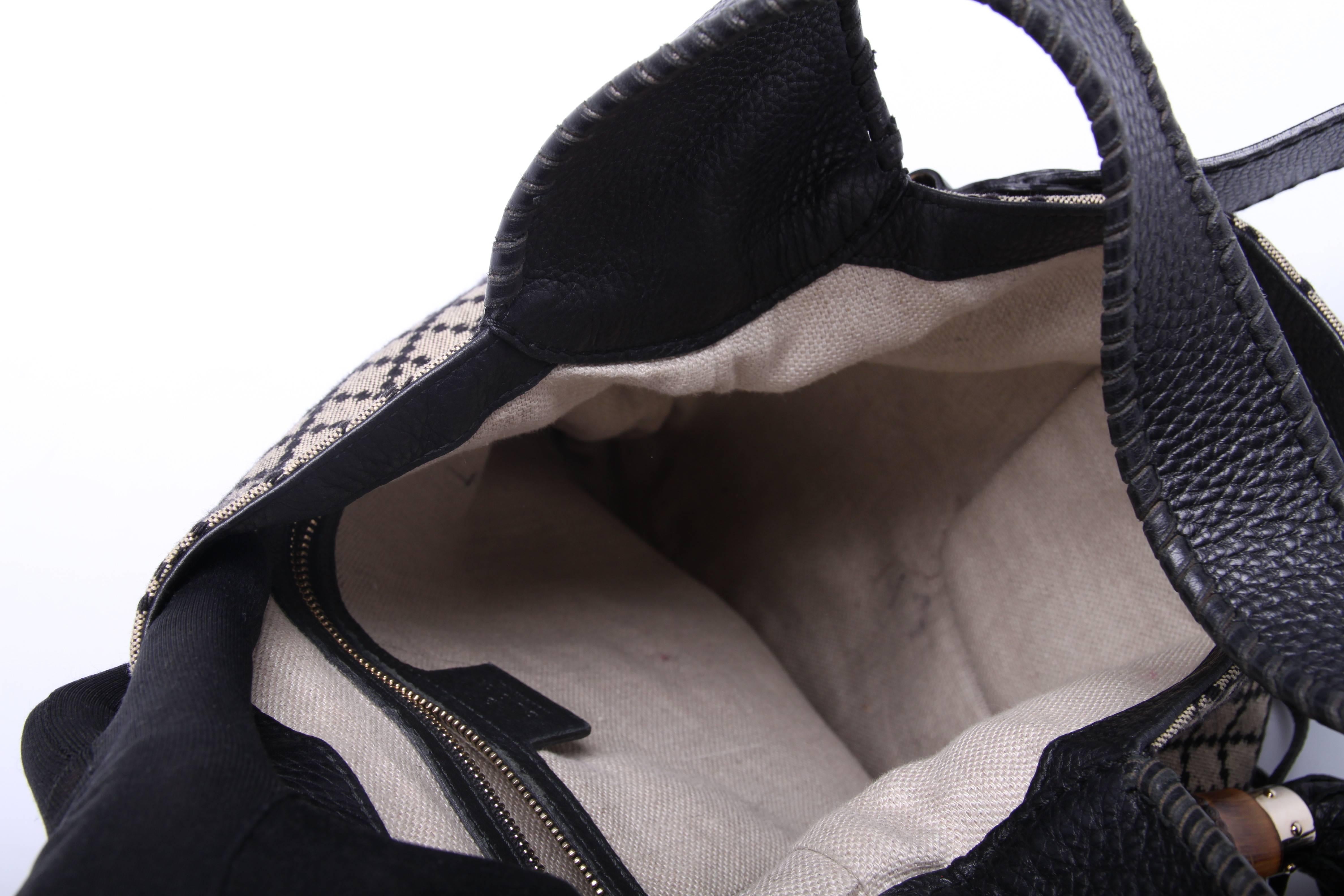 Gucci Jackie Diamante Canvas Hobo Bag Medim - black/grey 2