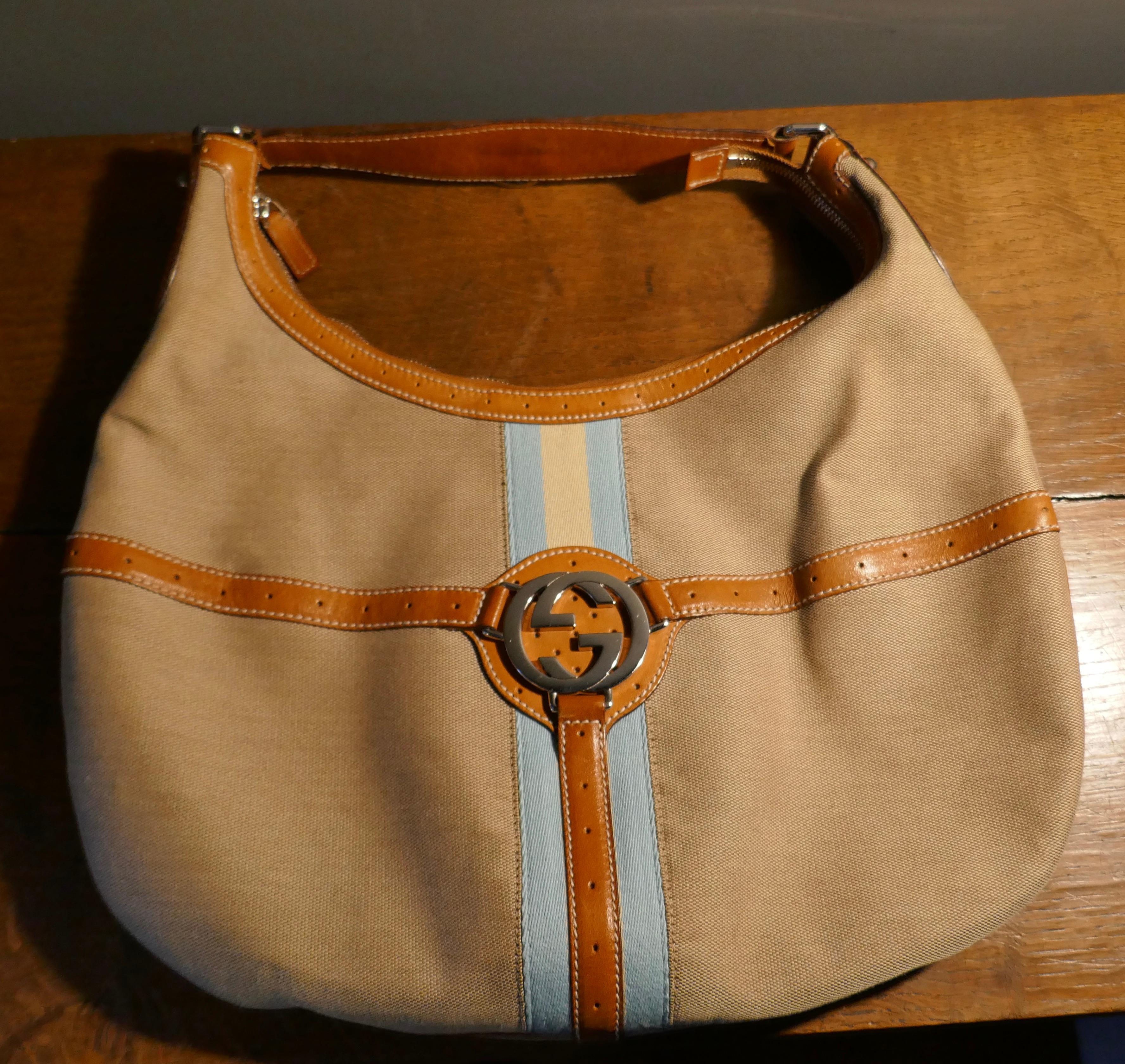 Gucci Jackie Equestrian Look Canvas Shoulder Bag GG Monogram  2