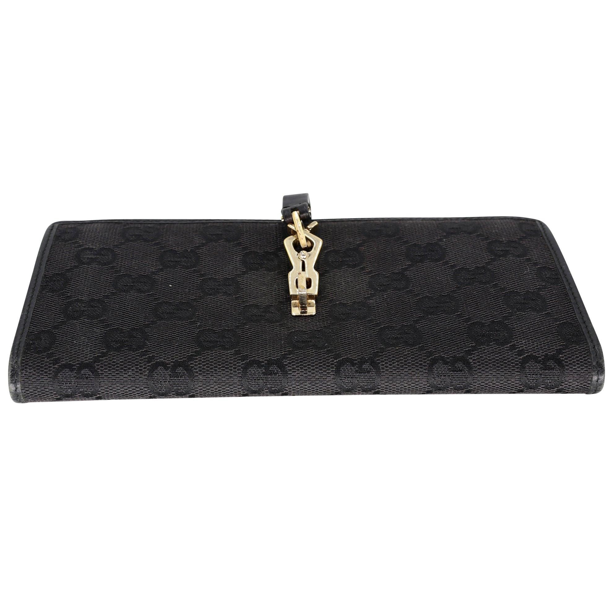 Long portefeuille Gucci Jackie GG en toile avec logo GG-W1004P-A003 Bon état - En vente à Downey, CA