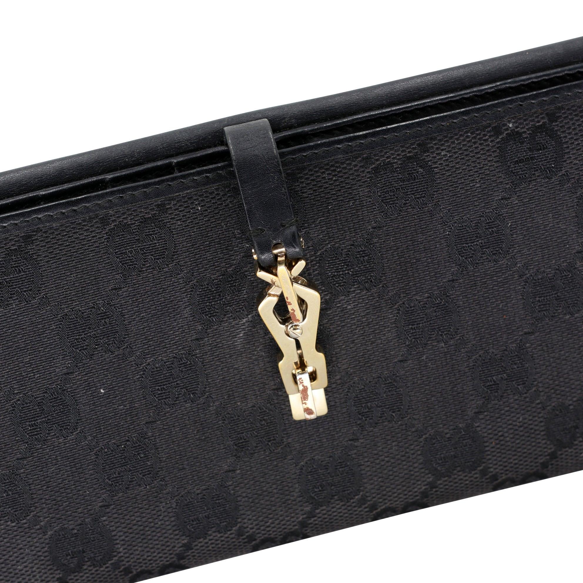Long portefeuille Gucci Jackie GG en toile avec logo GG-W1004P-A003 en vente 2
