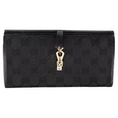 Gucci Jackie GG Logo Segeltuch Lange Brieftasche GG-W1004P-A003