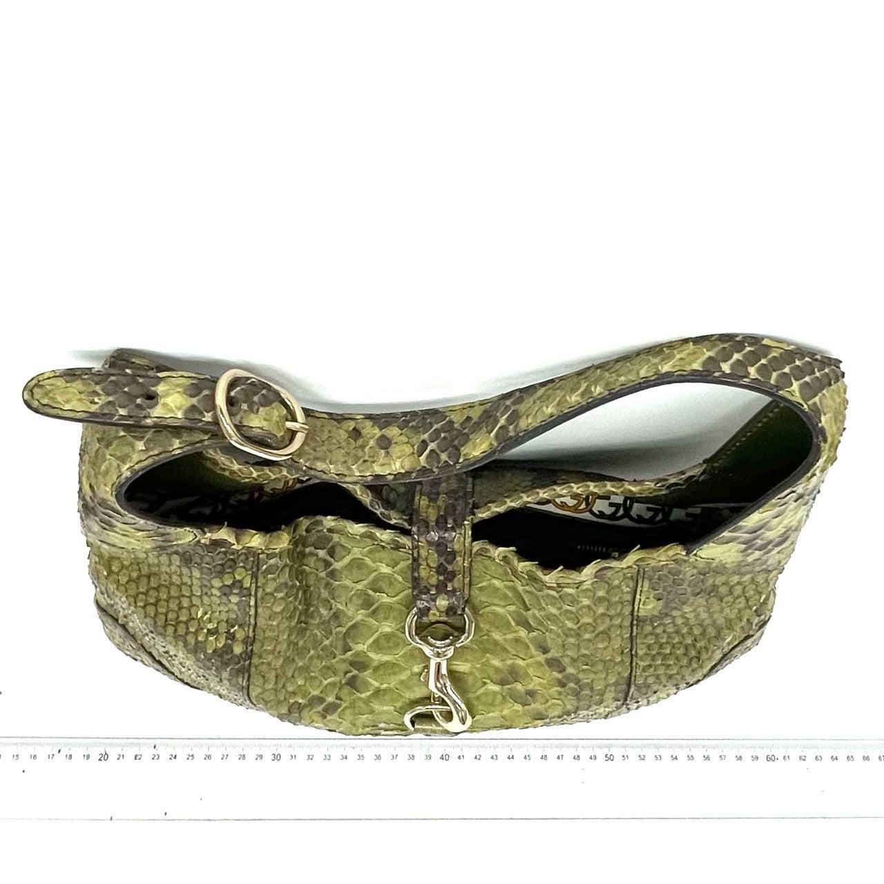 Brown Gucci Jackie Green Python Leather Rare