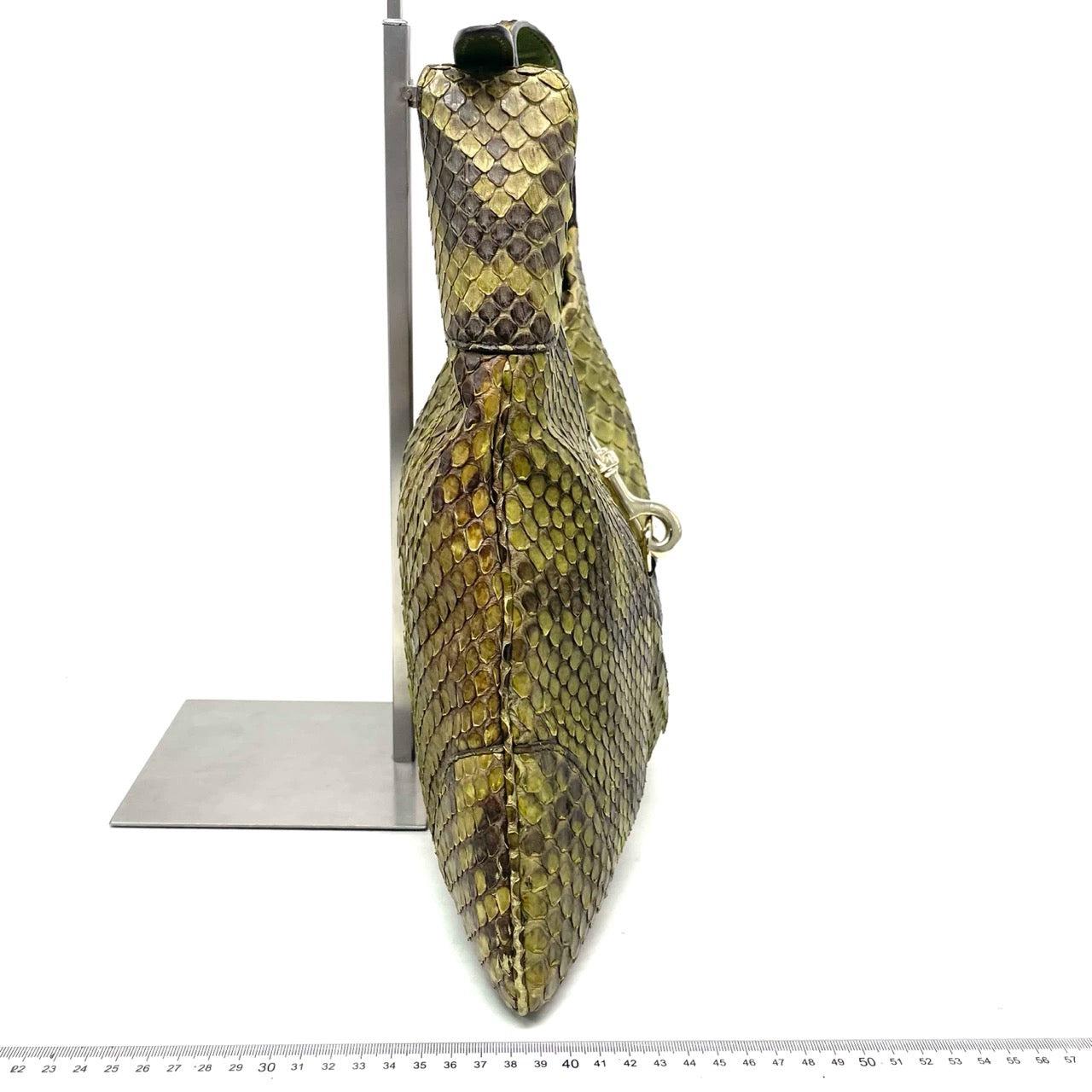 Gucci Jackie Green Python Leather Rare In Good Condition In AUBERVILLIERS, FR