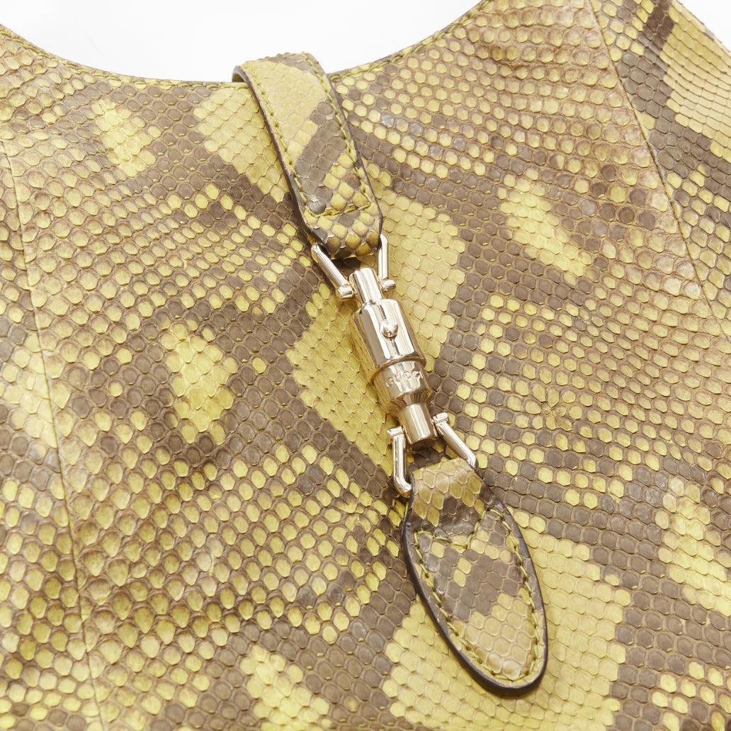GUCCI Jackie green scaled leather bamboo tassel horsebit shoulder bag For Sale 3