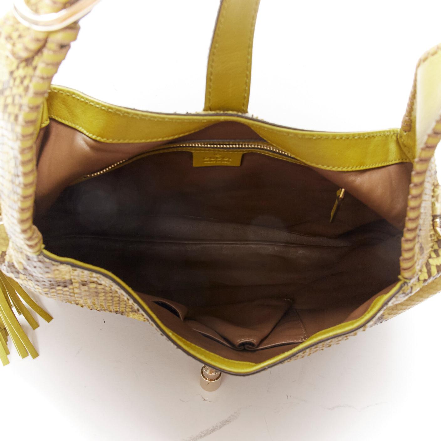 GUCCI Jackie green scaled leather bamboo tassel horsebit shoulder bag For Sale 5