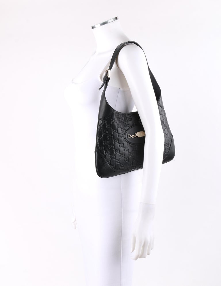 GUCCI &quot;Jackie&quot; Guccissima Black Leather Monogram Hobo Shoulder Bag Handbag at 1stdibs