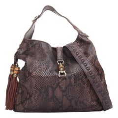 Gucci Jackie Hobo cuir écaillé rouge foncé bambou horsebit crossbody satchel