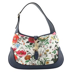 Gucci Jackie Hobo Flora Canvas with Leather Medium