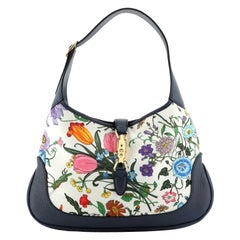Gucci Jackie Hobo Flora Canvas with Leather Medium