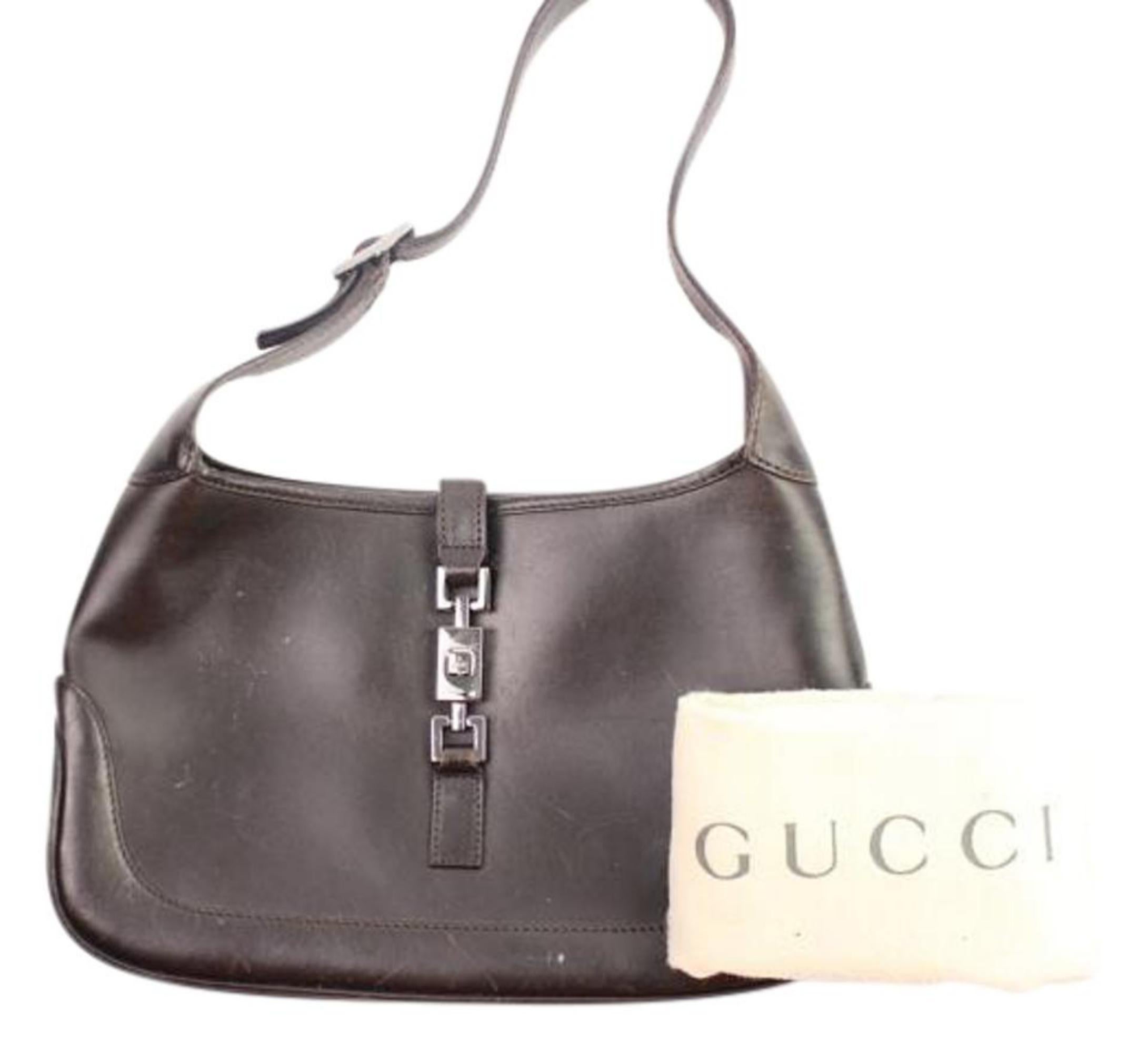 Gray Gucci Jackie Leather Jackie-o 160gga104 Brown Satchel For Sale