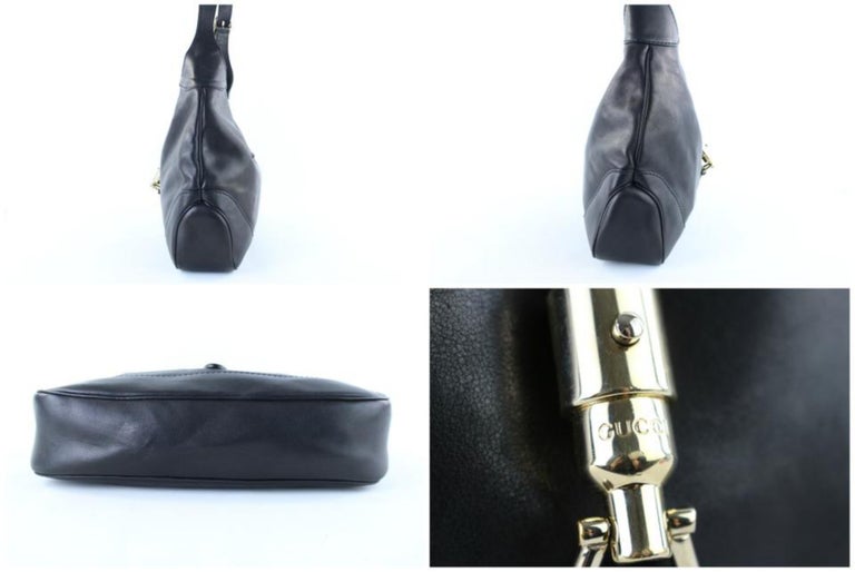 Gucci Jackie Long 10gr1103 Black Leather Hobo Bag For Sale at 1stDibs
