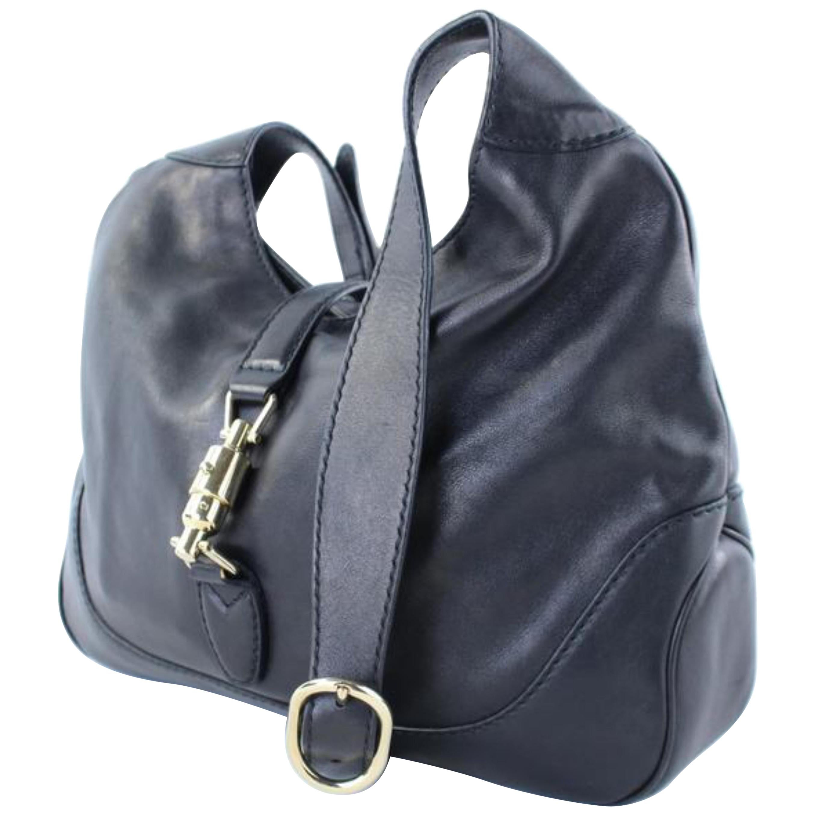 Gucci Jackie Long 10gr1103 Black Leather Hobo Bag For Sale