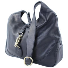 Gucci Jackie Long 10gr1103 Black Leather Hobo Bag