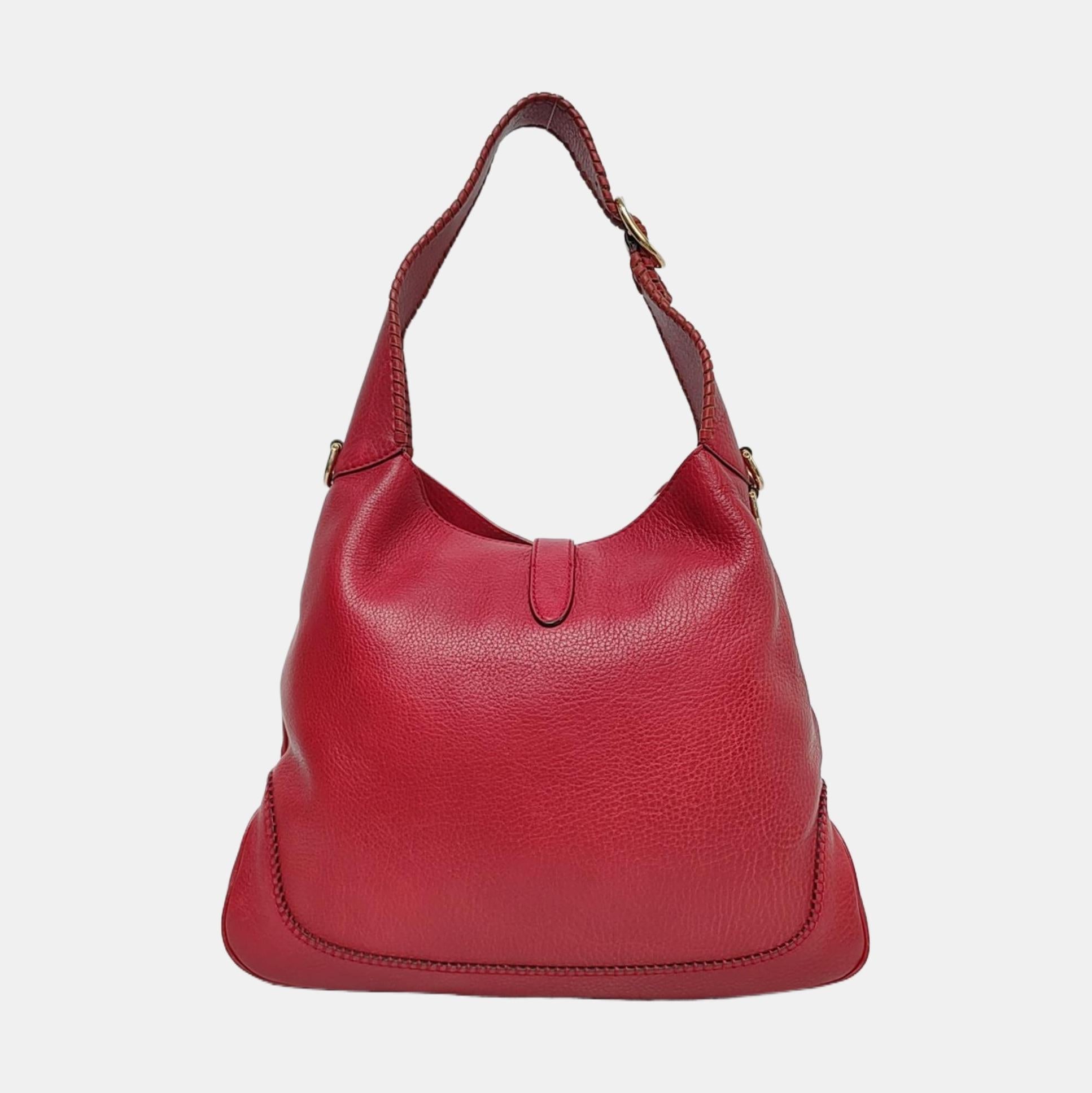 Gucci Jackie Medium Crossbody Bag en cuir de veau rouge Pour femmes en vente