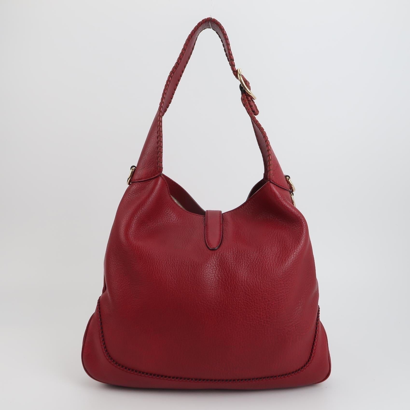 Donna Gucci Jackie Medium Borsa a tracolla in pelle di vitello rossa in vendita