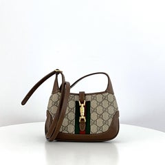 GUCCI Jackie Mini Brown Monogram Canvas and Leather Handbag Circa 2010