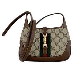 GUCCI Jackie Mini Brown Monogram Canvas and Leather Handbag Circa 2010