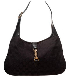 Gucci Jackie Monogram Canvas Black Hobo Bag