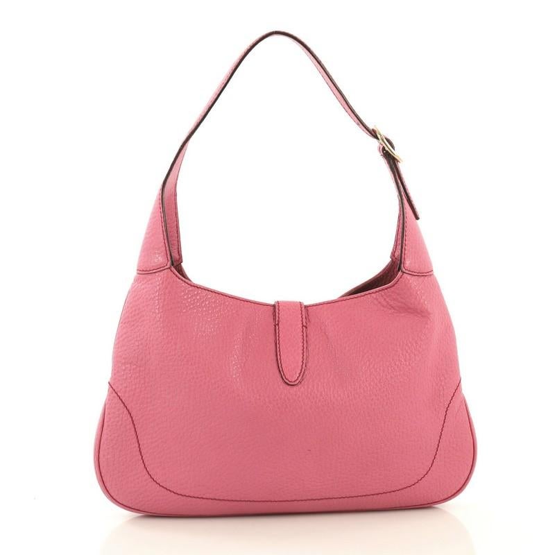 Pink Gucci Jackie O Bouvier Hobo Leather Medium
