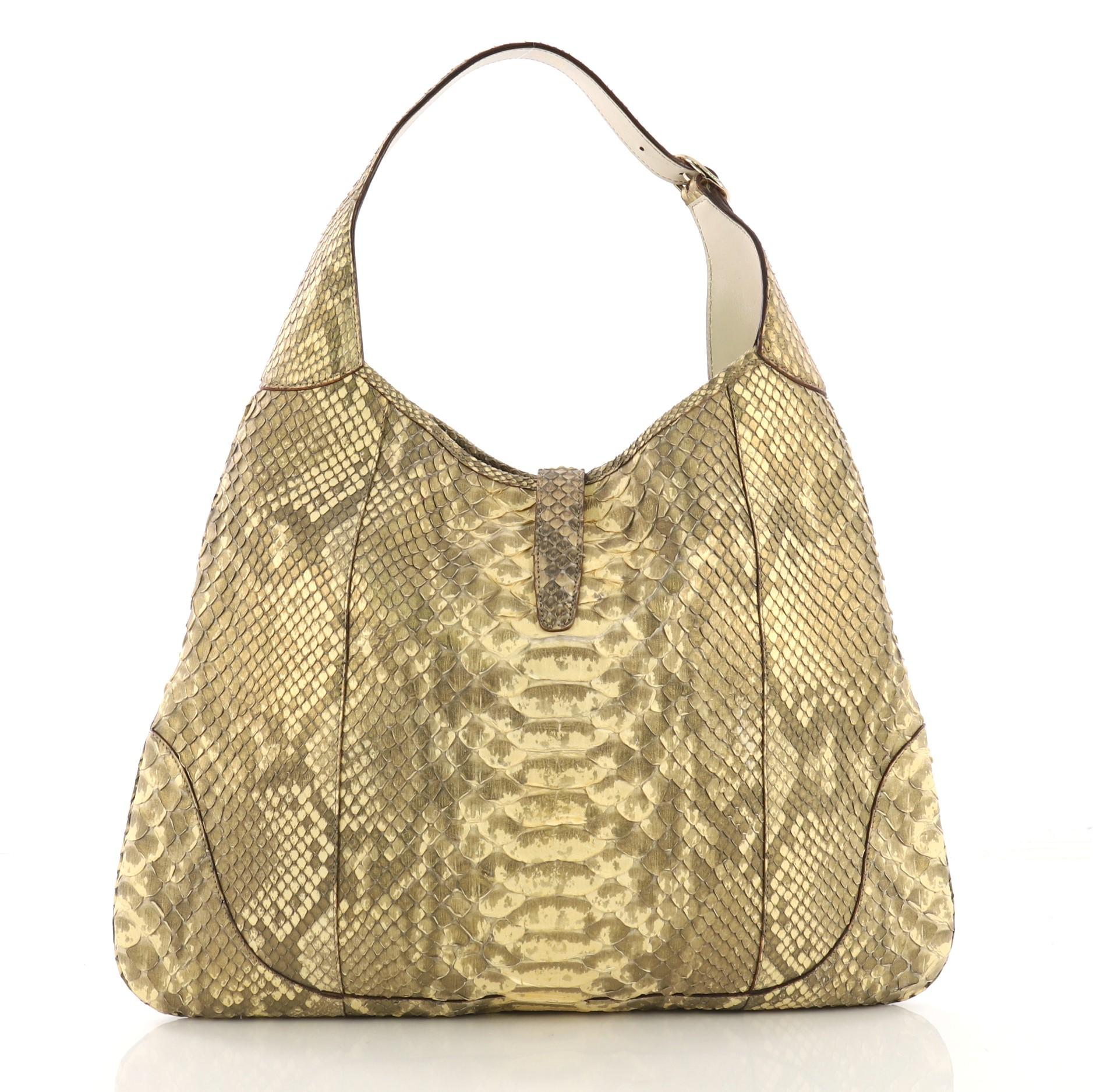 Gucci Jackie O Handbag Python Large In Good Condition In NY, NY