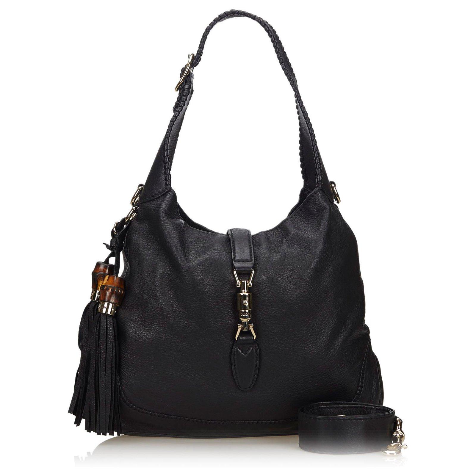 Gucci Jackie Pebbled Calfskin Black Medium Hobo Bag 4