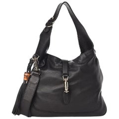 Gucci Jackie Pebbled Calfskin Black Medium Hobo Borsa